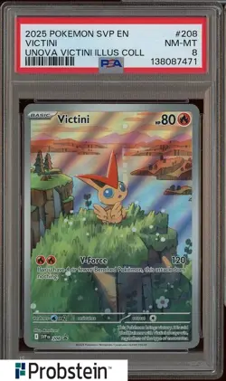 2025 Pokemon SVP En Unova Victinni Illus Coll #208 Victini PSA 8 NM-MT - Image 1