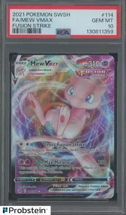 2021 Pokemon SWSH Fusion Strike #114 FA/ Mew VMAX PSA 10 - Image 1