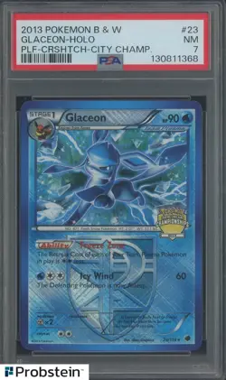 2013 Pokemon B&W PLF Crosshatch City Championships #23 Glaceon Holo PSA 7 NM - Image 1