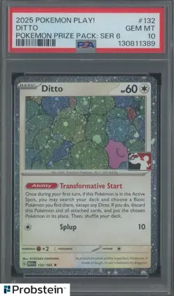 2025 Pokemon PLAY! Pokemon Prize Pack Series 6 #132 Ditto PSA 10 - Image 1