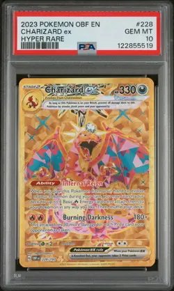 2023 POKEMON OBF EN-OBSIDIAN FLAMES HYPER RARE #228 CHARIZARD EX PSA 10 - Image 1