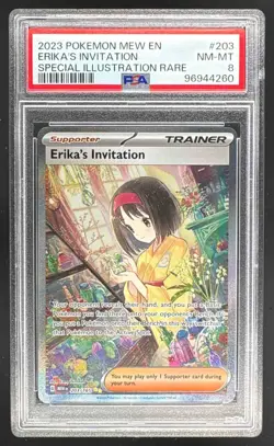 96944260 Erika's Invitation 2023 Pokemon SV 151 #203/165 PSA 8 - Image 1