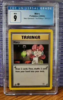 Trainer Mary 1st Edition 87/111 Neo Genesis 2000 Pokemon Graded CGC Mint 9 - Image 1