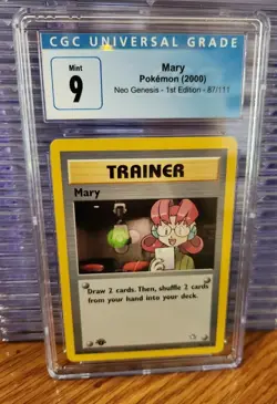 Trainer Mary 1st Edition 87/111 Neo Genesis 2000 Pokemon Graded CGC Mint 9 - Image 3