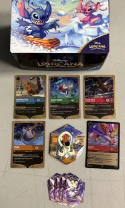 Disney Lorcana Winterspell League Promo Card Set +Counter+Storage Box+Sticker - Image 1