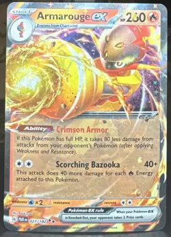 Pokemon TCG Armarouge ex 027/182 SV04: Paradox Rift Double Rare Holo Card - Image 1