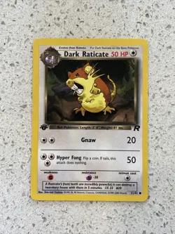 1st Edition Team Rocket Dark Raticate 51/82 Pokemon Card LP - Image 2
