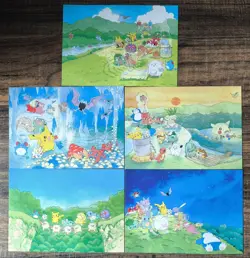 Set of 5 Japan Pokemon Postcard Keiko Fukuyama Pikachu Project Art card - Image 1