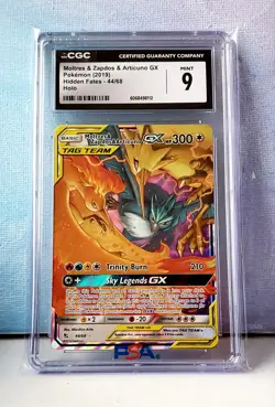 2019 Pokemon Moltres & Zapdos & Articuno GX - 44/68 Hidden Fates CGC 9 (B) - Image 1