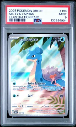 133926904 Misty's Lapras 2025 Pokemon Scarlet Violet Destined Rivals #194 PSA 9 - Image 1
