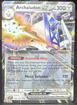 Pokemon TCG Archaludon ex 130/191 Sv08: Surging Sparks Double Rare Holo Card - Image 1