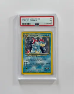 Pokemon Neo Genesis Feraligatr Holo #4 2000 PSA 7 Near Mint With Swirl - Image 1