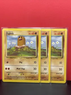 3X Pokemon Base Set # 47/102 Diglett - LP - Image 1