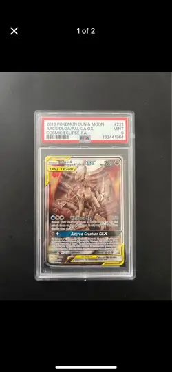 ARCEUS DIALGA PALKIA GX PSA 9 2019 POKEMON SUN MOON COSMIC ECLIPSE #221/236 - Image 1