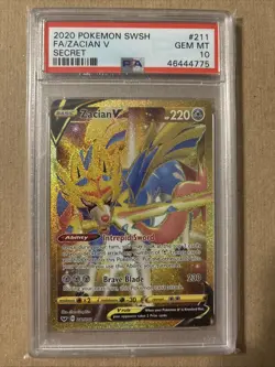 Pokemon Sword And Shield Zacian V Full Art Secret Rare 211/202 PSA 10 - Image 1