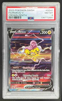 2891 Raikou V 2023 Pokemon Sword & Shield Crown Zenith #GG41 PSA 8 - Image 1