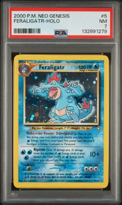 2000 POKEMON NEO GENESIS #5 FERALIGATR-HOLO PSA 7 - Image 1