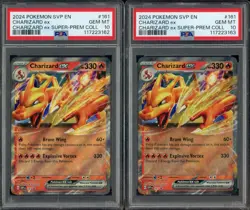 Lot (2) 2024 Pokemon SVP Promo Super Premium Collection #161 Charizard EX PSA 10 - Image 1