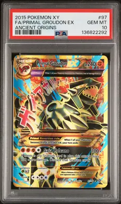 2015 POKEMON XY ANCIENT ORIGINS #97 FULL ART/PRIMAL GROUDON EX PSA 10 - Image 1