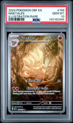 2023 POKEMON OBF EN-OBSIDIAN FLAMES ILLUSTRATION RARE #199 NINETALES PSA 10 - Image 1