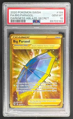 89703169 Big Parasol 2020 Pokemon Sword & Shield Darkness Ablaze #199/189 PSA 10 - Image 1