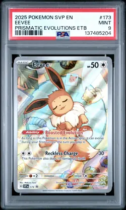 2025 POKEMON SVP EN-SV BLACK STAR PROMO #173 EEVEE PSA 9 - Image 1