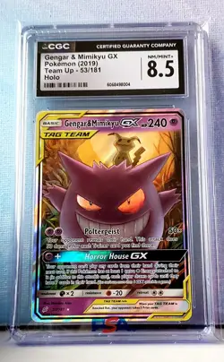 2019 Pokemon Gengar & Mimikyu GX 2019 Team Up 53/181 Holo CGC 8.5 - Image 1