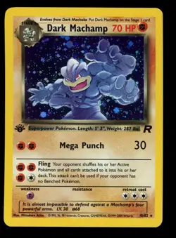 2000 WOTC POKEMON TEAM ROCKET 1ST EDITION DARK MACHAMP 10/82 HOLO RARE NM - Image 1