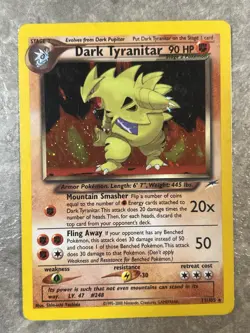 Dark Tyranitar 11/105 Neo Destiny Pokemon TCG Holo Rare WOTC Moderate Play MP - Image 1