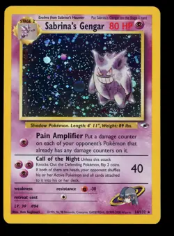 2000 POKEMON GYM HEROES UNLIMITED SABRINA'S GENGAR 14/132 HOLO RARE NM - Image 1