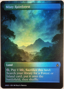 Misty Rainforest FOIL Fetch Land Proxy Playtest Card Custom Fantasy SPACE Art - Image 1
