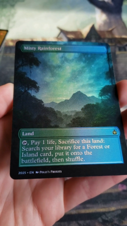 Misty Rainforest FOIL Fetch Land Proxy Playtest Card Custom Fantasy SPACE Art - Image 2