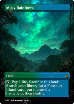Misty Rainforest FOIL Fetch Land Proxy Playtest Card Custom Fantasy SPACE Art - Image 5
