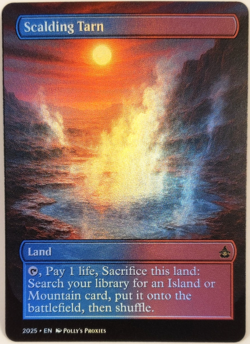 Scalding Tarn FOIL Fetch Land Proxy Playtest Card with Custom Fantasy Art Design - Image 1