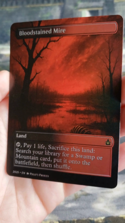 Bloodstained Mire FOIL Fetch Land Proxy Playtest Card Custom SPACE Art Design - Image 2