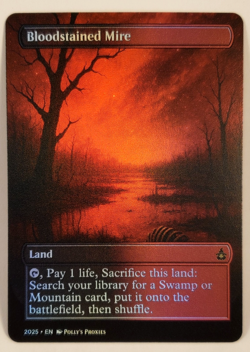 Bloodstained Mire FOIL Fetch Land Proxy Playtest Card Custom SPACE Art Design - Image 3