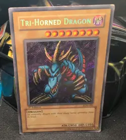 Yu-Gi-Oh! TCG Tri-Horned Dragon LOB-000 Secret Rare Card 1st Edition LP - Image 1