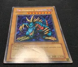 Yu-Gi-Oh! TCG Tri-Horned Dragon LOB-000 Secret Rare Card 1st Edition LP - Image 3