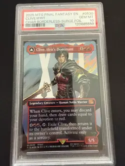 Clive, Ifrit's Dominant Borderless Surge Foil 0530 Final Fantasy Foil PSA 10 💎 - Image 1