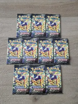 Lot of (10) Pokemon TCG Sword & Shield Crown Zenith Booster Packs - NEW/SEALED - Image 1