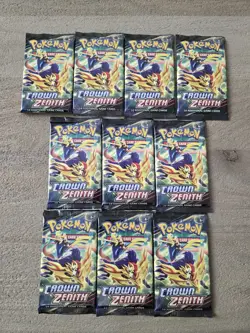 Lot of (10) Pokemon TCG Sword & Shield Crown Zenith Booster Packs - NEW/SEALED - Image 1