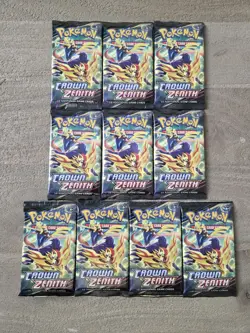 Lot of (10) Pokemon TCG Sword & Shield Crown Zenith Booster Packs - NEW/SEALED - Image 1