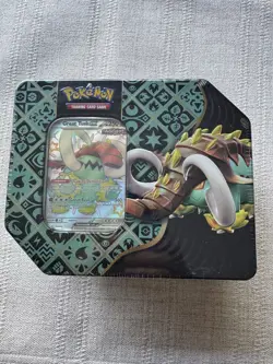 Pokemon TCG Paldean Fates Great Tusk EX Tin Sealed - Image 1