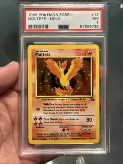 Pokemon TCG Moltres 12/62 HOLO WOTC Fossil Rare Holo PSA 7 - Image 1