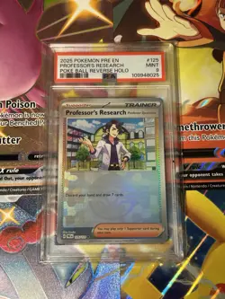 2025 Pokemon PRE EN Professors Research Poke Ball Reverse Holo #125 PSA 9 Mint - Image 1