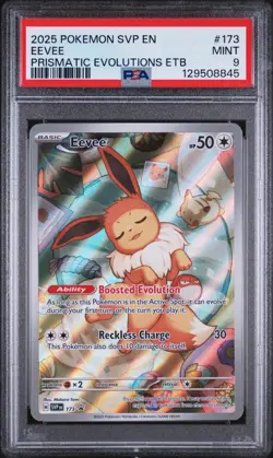 2025 POKEMON SVP EN-SV BLACK STAR PROMO PRISMATIC EVOLUTIONS ETB 173 EEVEE PSA 9 - Image 1