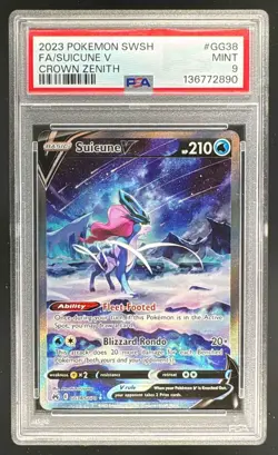 2890 Suicune V 2023 Pokemon Sword & Shield Crown Zenith #GG38 Galarian PSA 9 - Image 1