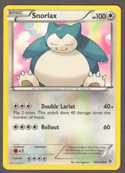 Pokemon Snorlax 109/149 Boundaries Crossed Uncommon Colorless 2012 LP - Image 1