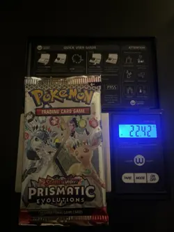 22.42g VERY HEAVY Prismatic Evolutions Pokemon Sealed Booster Pack New - Image 1