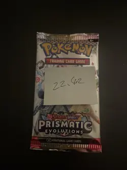22.42g VERY HEAVY Prismatic Evolutions Pokemon Sealed Booster Pack New - Image 2